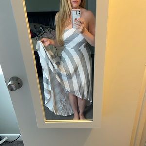 EUC Gray/White Stripe Boutique High Low Dress